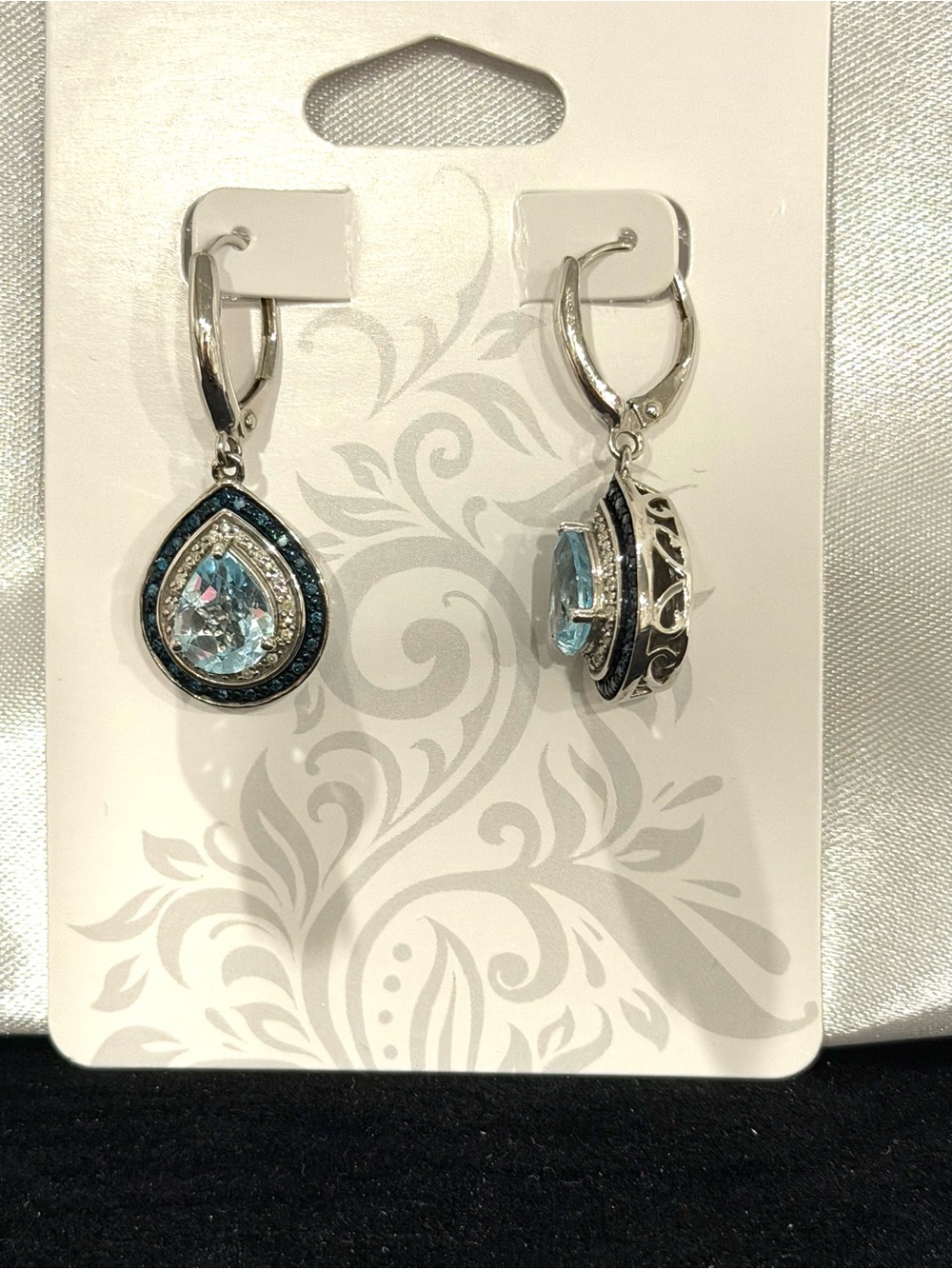 Sterling Silver Blue Topaz & Diamond Earrings
